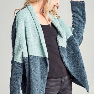 COLOR BLOCK OPEN STYLE JACKET ALL SEASON Teal sixes M